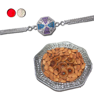 "Rakhi - SIL-6040 A (Single Rakhi), Dryfruit Thali - RD900 - Click here to View more details about this Product